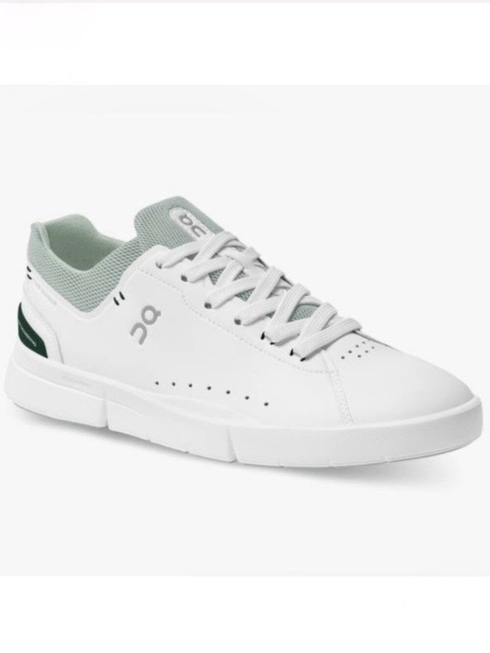 On The Roger Advantage Low Vegan Leather Lace Up Sneaker Size 10 White Green GUC
